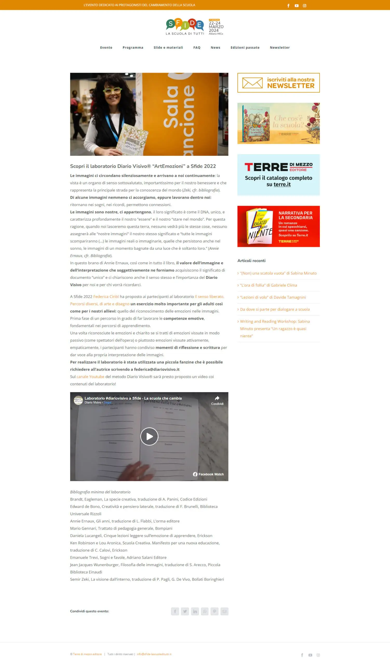 Scopri il laboratorio Diario Visivo® _ArtEmozioni_ a Sfide 2022 - Sfi_ - www.sfide-lascuoladitutti.it