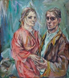 A sinistra, Oskar Kokoschka, Doppio ritratto, 1912-1913, olio su tela, 100x90cm, Essen, Museum Folkwang